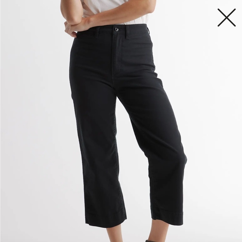 Organic Stretch Cotton Twill Wide-Leg Crop Pants
